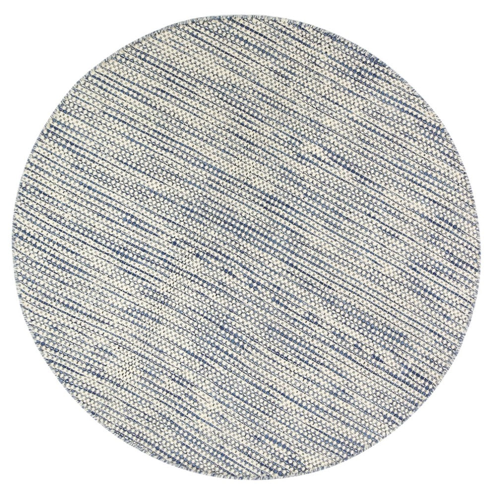 Scandi Blue Reversible Wool Round Rug - Nova Rugs