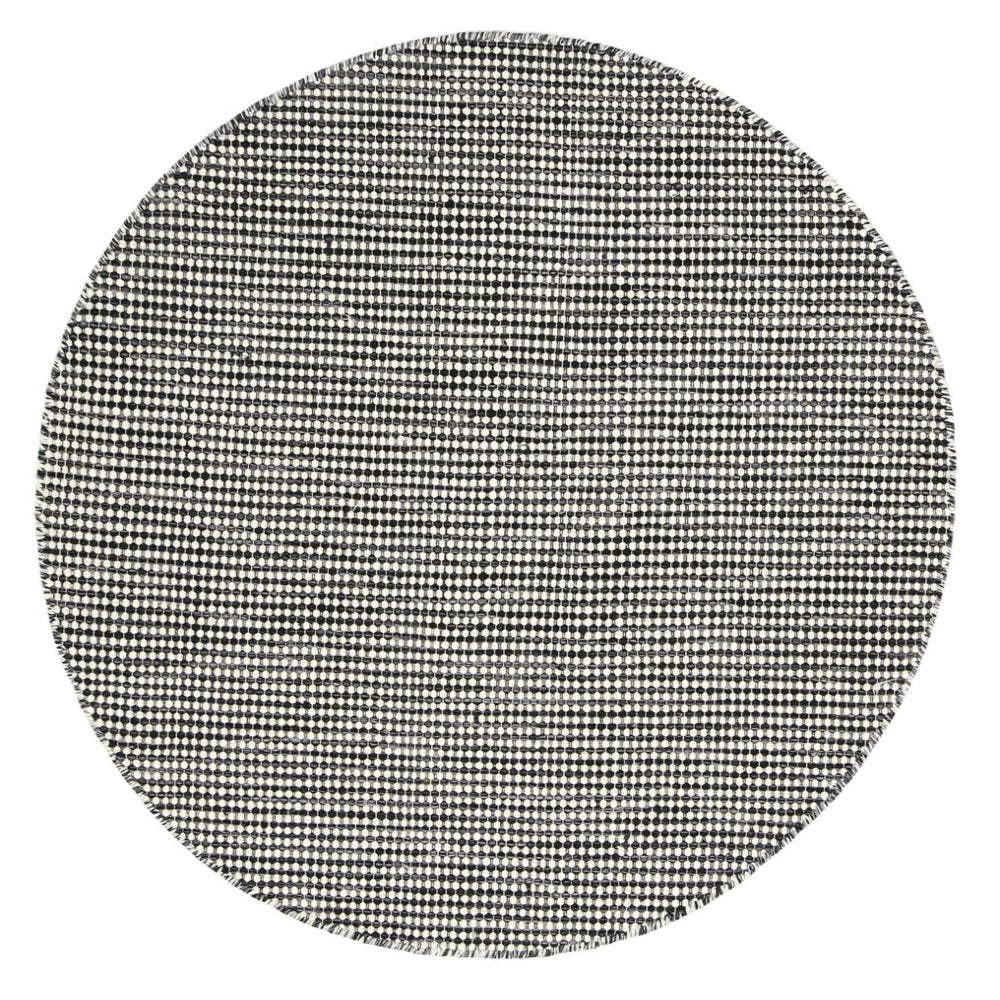 Scandi Charcoal Grey Reversible Wool Round Rug - Nova Rugs